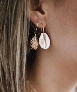 Conch And Cowrie Hoop Earrings